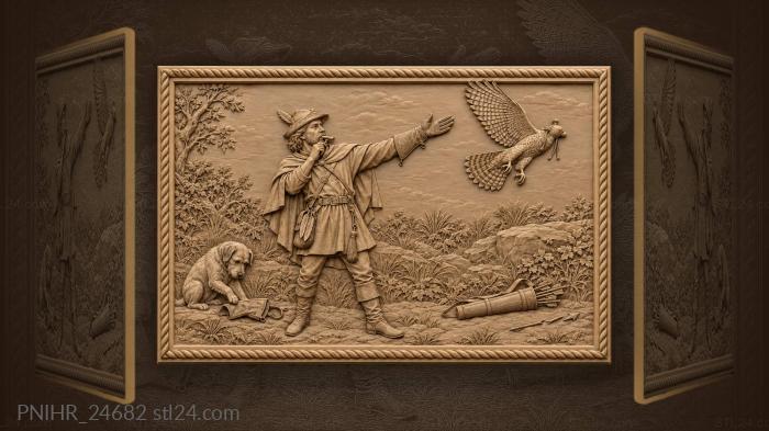 Falconer releasing a powerful goshawk 3d STL model