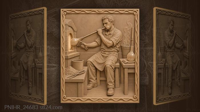 Glassblower at work fiery breath 3d STL model