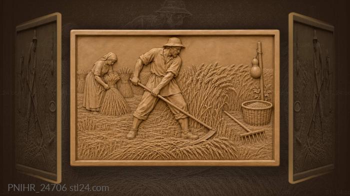 Barefoot mower in the wheat stubble 3d STL model