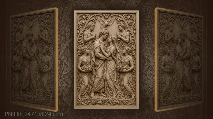 Wedding celebration joyful couple doves 3d STL model