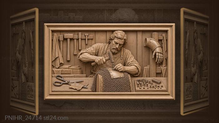 Armorer at work forging armor 3d STL model