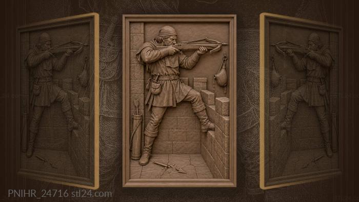 Archer on castle wall defending 3d STL model