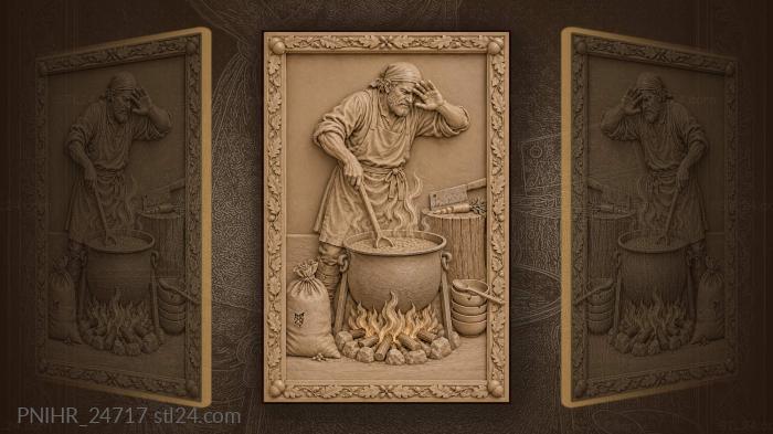 Siege cook stirring bubbling cauldron 3d STL model