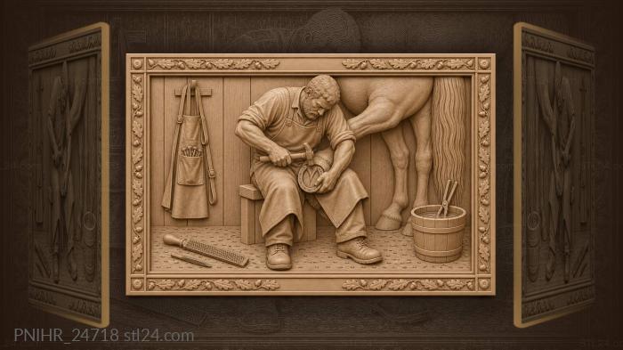Smith fitting a shoe to hoof 3d STL model