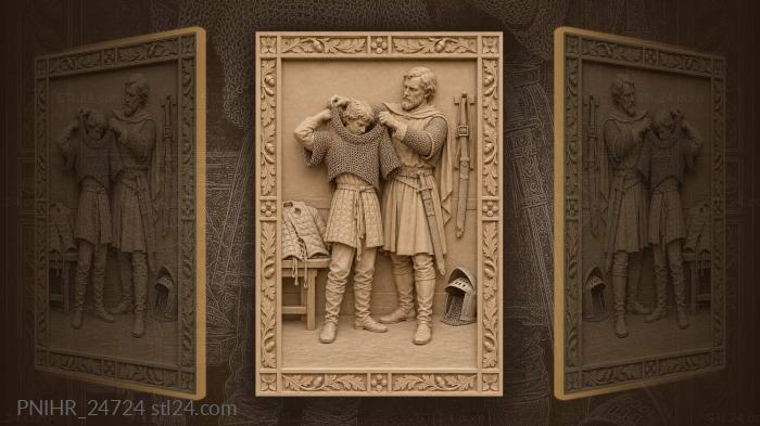 Knight arming his young apprentice 3d STL model