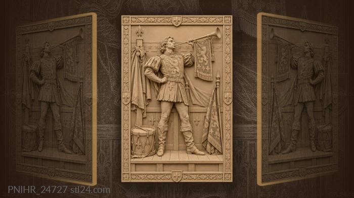 Tournament trumpeter fanfare heraldry display 3d STL model