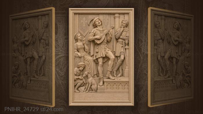 Minstrel with a citole in great hall 3d STL model