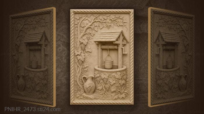 Pitcher and grape clusters below 3d STL model