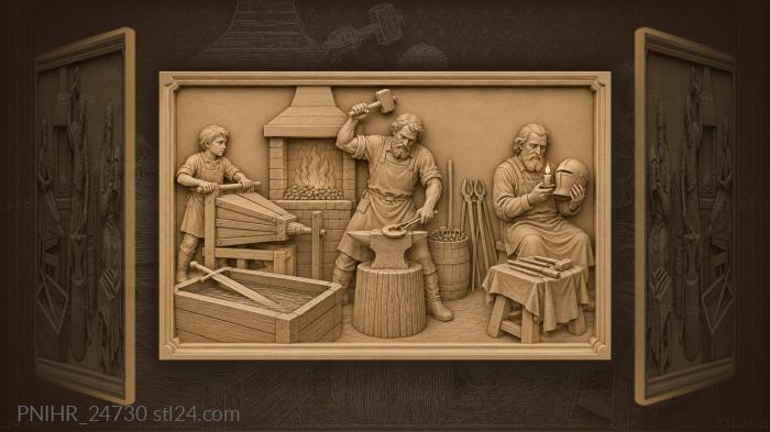 Blacksmith forging horseshoe hot iron 3d STL model