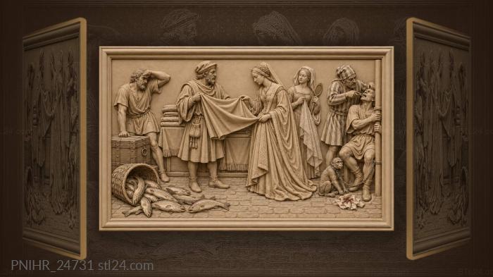 Market scene with lady and merchant 3d STL model