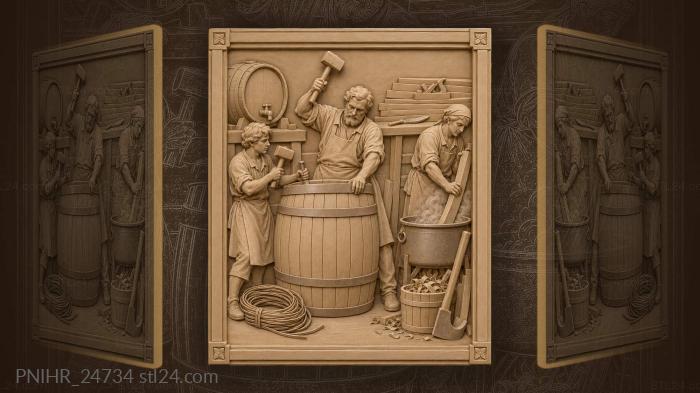 Cooper’s workshop barrel assembly scene 3d STL model