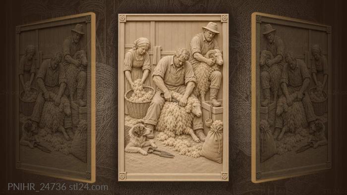 Sheep shearing in rural setting 3d STL model