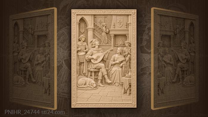Lutenist singing to a lady by hearth 3d STL model