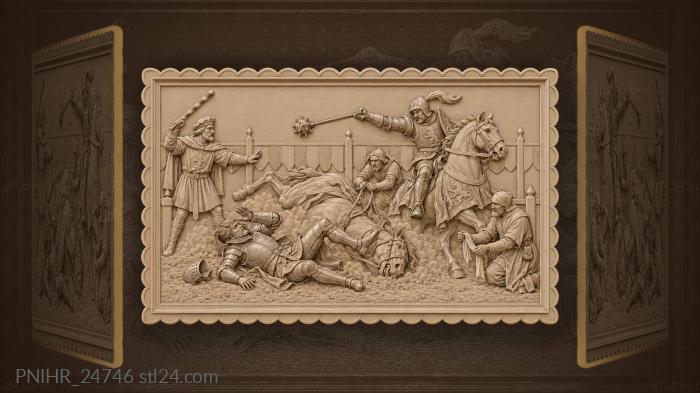 Fallen knight tournament battle scene 3d STL model