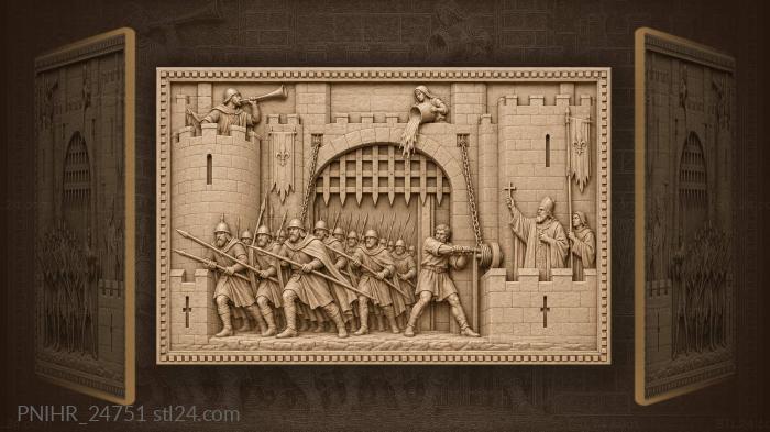Castle gate opens for battle 3d STL model