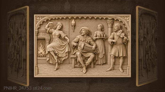 Minstrel hurdy-gurdy dance and music 3d STL model