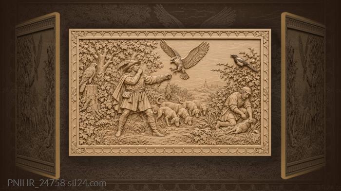 Falconer calling peregrine with lure 3d STL model