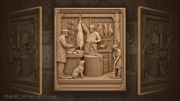 Butcher’s shop busy day scene 3d STL model