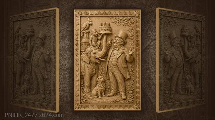 Birthday celebration with monkey and elephant 3d STL model