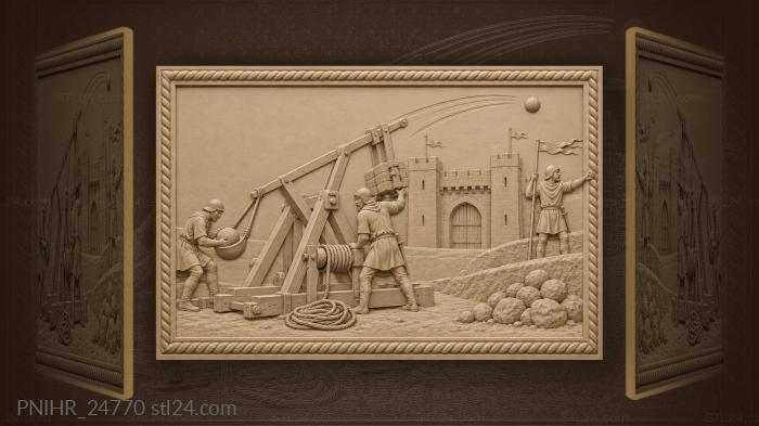 Engineer aiming a mangonel at the gatehouse 3d STL model