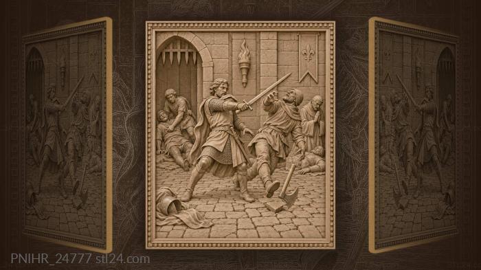 Knight defends against axe attack 3d STL model