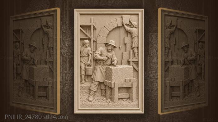 Stone carver working on arch 3d STL model