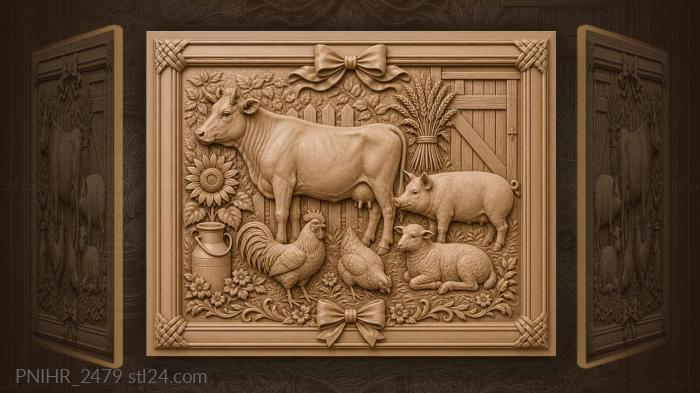 Farm animals rustic country life 3d STL model