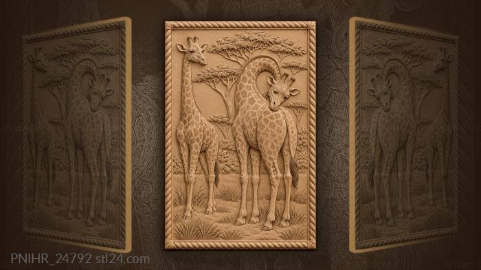 Giraffe dreaming among acacia trees 3d STL model