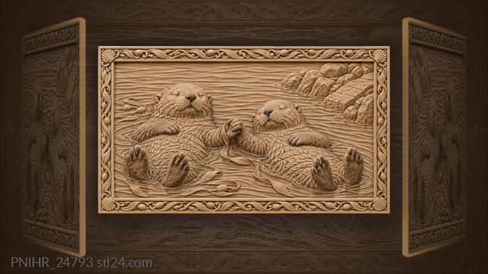 Sleeping otters gentle river embrace 3d STL model