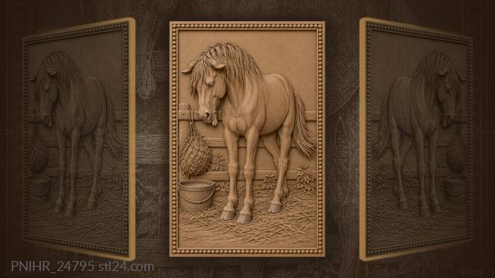 Horse dozing beside a hay net 3d STL model