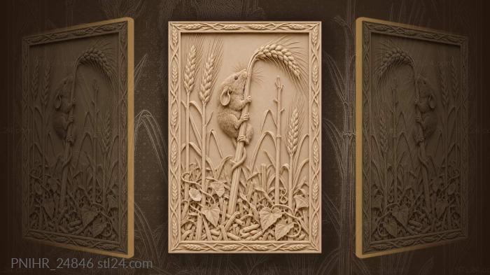 Vole climbs golden rye stalk 3d STL model