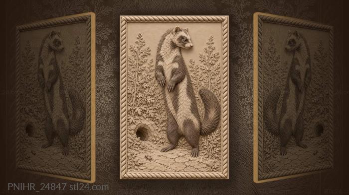 Polecat among wormwood stalks hunting 3d STL model