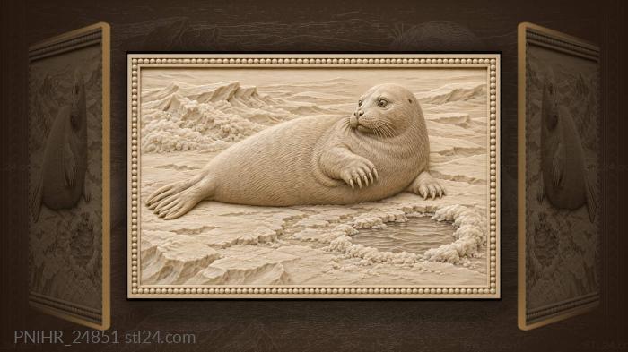 Baikal seal by winter breathing hole 3d STL model