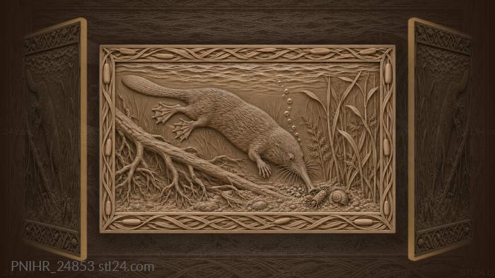 Desman swims among willow roots 3d STL model