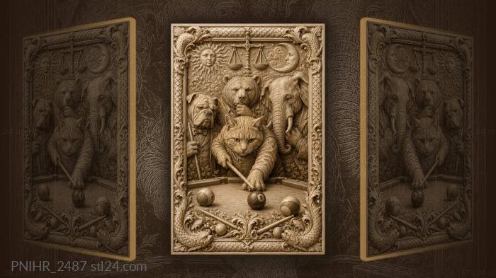Cats game billiards animal allegory 3d STL model