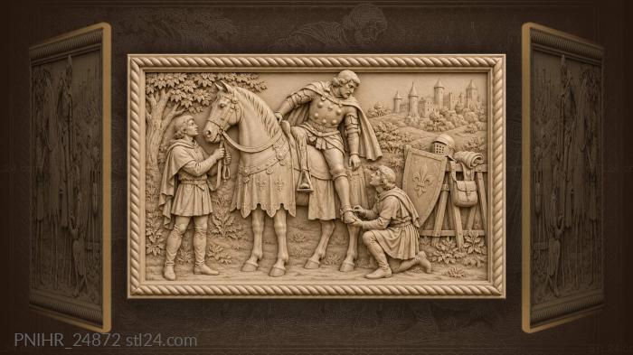 Knight dismounting with attendant squire 3d STL model