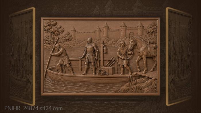 Knight crossing water with horse 3d STL model