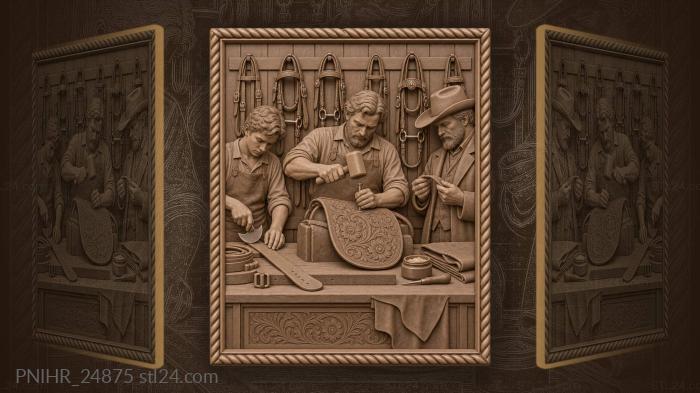 Leather workshop floral saddle detail 3d STL model