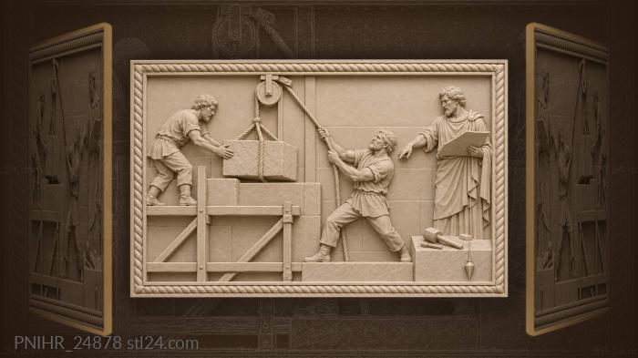 Stone lifting at the building site 3d STL model