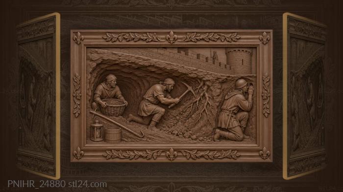 Sapper digging under the castle wall 3d STL model