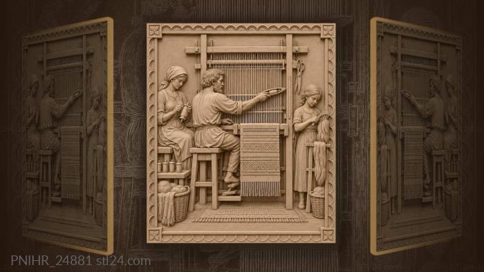 Family weaving wool and linen 3d STL model