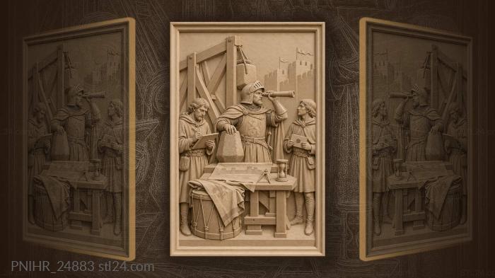 Siege captain, trebuchet and messenger 3d STL model