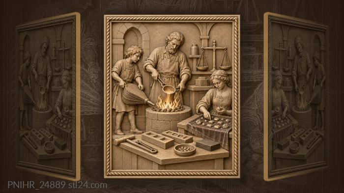 Goldsmith’s workshop with apprentice and jeweler 3d STL model