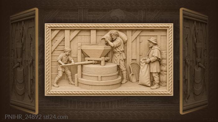 Miller tipping grain into the hopper 3d STL model
