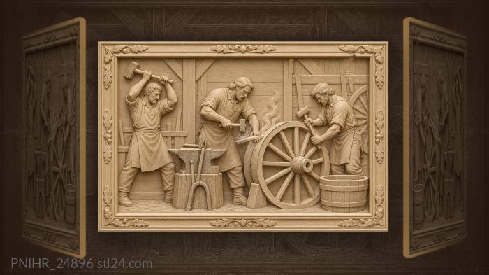 Iron band driven onto a cart wheel 3d STL model