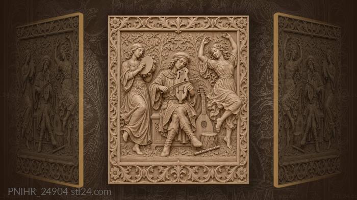 Medieval musicians joyful dance scene 3d STL model