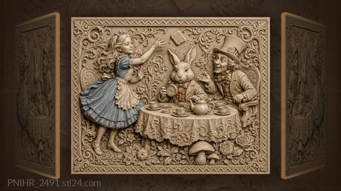Alice and the white rabbit tea 3d STL model