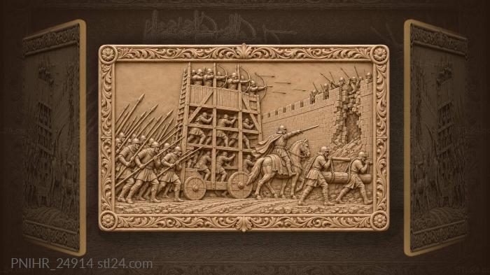 Siege tower advances to castle walls 3d STL model