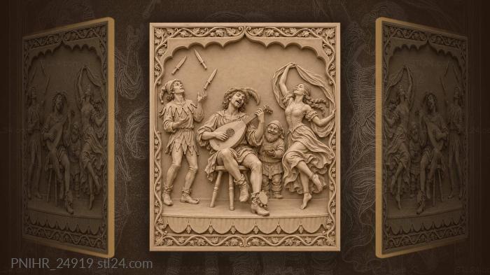 Minstrel juggler dancer festive scene 3d STL model