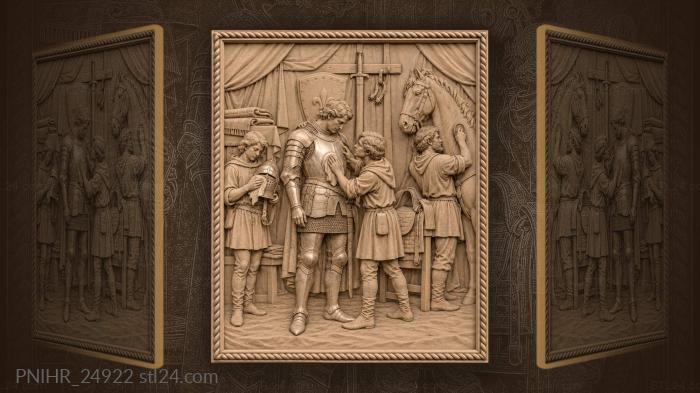Squire polishing knight’s armor horse grooming 3d STL model